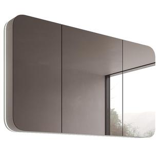 新款实木圆角浴室镜柜单独卫生间挂墙式智能镜柜带灯壁挂镜箱定制