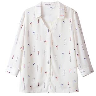 欧莎OSA白色七分袖雪纺衬衫女夏季2026年新款设计感小众v领衬衣薄