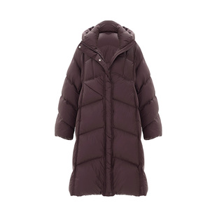 IAmMIX27冬季轻暖连帽羽绒衣女宽松中长款过膝蓬松保暖面包羽绒服