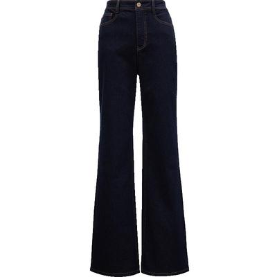 ONLY高腰加绒宽松直筒裤牛仔裤