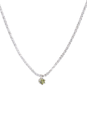 波光粼粼绿色锆石吊坠项链