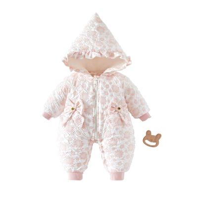 温巢婴儿衣服冬季加棉带帽连体衣