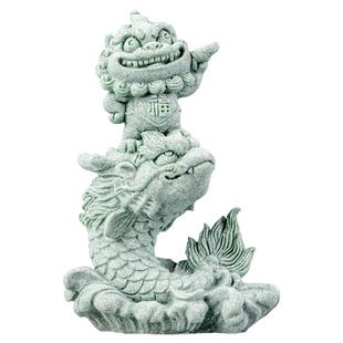 青砂石风狮爷鱼龙出水占鳌头创意茶宠工艺品吉祥物桌面装饰品摆件