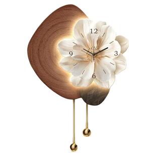 中古风钟表挂钟2025新款客厅电视背景墙装饰画高级感格栅挂件壁灯