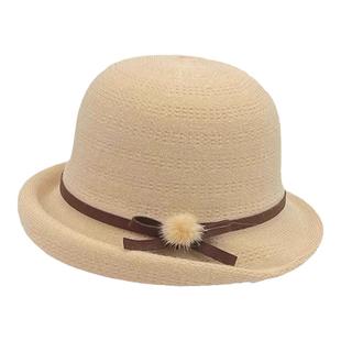 帽子女2025秋冬卷边蝴蝶结渔夫帽子女中老年妈妈盆帽百搭优雅礼帽