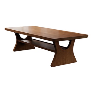 实木去客厅化大长书桌新中式双层书桌办公电脑桌工作台家用学习桌