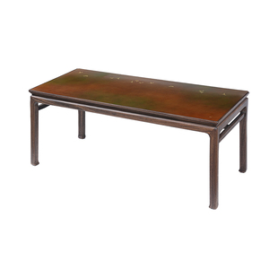 新中式实木茶桌铜彩烧色家用轻奢茶台简约高级感办公室茶道泡茶桌