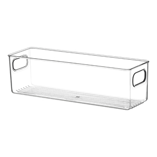 加大长款40公分透明盒子窄长条方形收纳盒宽15cm装水不漏抽屉整理