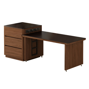 实木岩板岛台餐桌一体厨房分离式岛台吧台柜带轮移动餐桌定制9E90