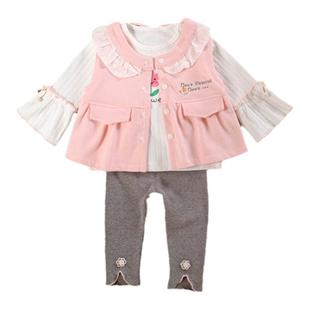 女宝宝小公主洋气早秋装套装0一1岁春款婴儿衣服分体三件套季穿搭