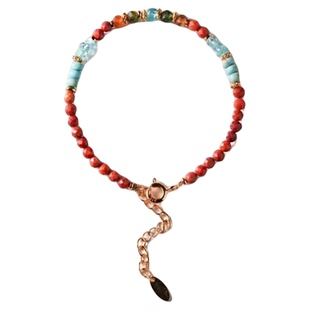 天然南红玛瑙手串蓝磷灰石绿松石手串国风新中式手链女本命年礼物