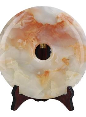 正品阿富汗红花玉璧冰玉装饰摆设