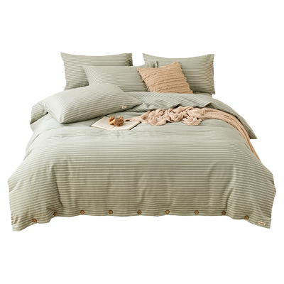 纯棉老粗布床笠款双人情侣四件套