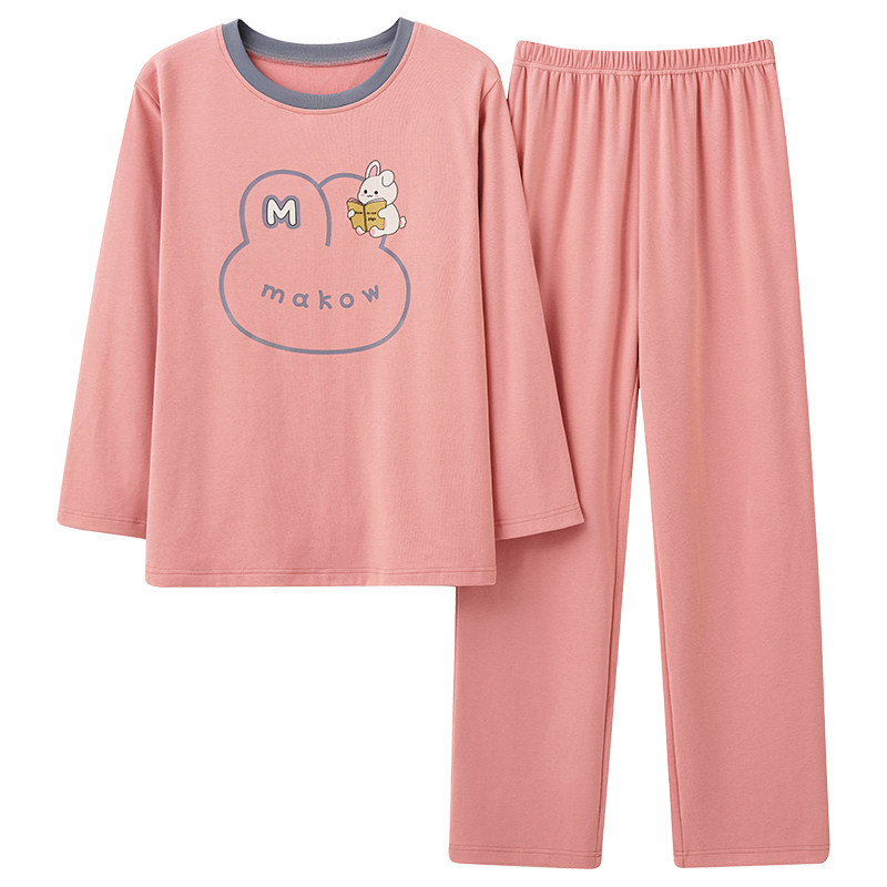 长袖睡衣女秋妈妈纯棉休闲家居服