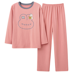 长袖睡衣女秋妈妈纯棉休闲家居服