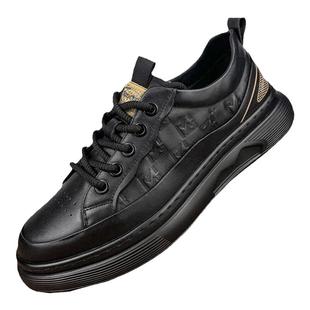 真皮板鞋男秋季透气厚底2026小白鞋新款运动休闲潮流百搭轻底男鞋