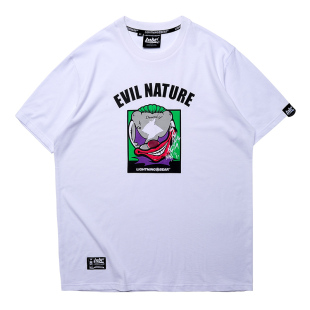 LNBR卡通动漫原创漫画小丑白色印花短袖T恤宽松加大码潮