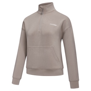 Saucony索康尼官方女子运动休闲时尚百搭宽松套头半开拉链卫衣