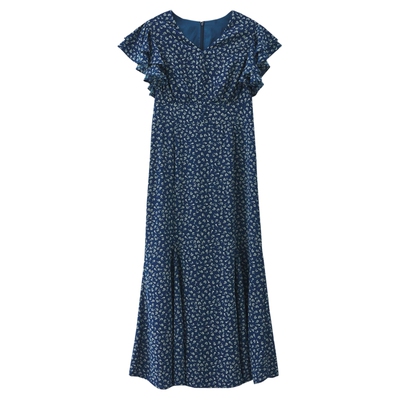 SLY 夏季新款甜美气质V领小花花瓣袖收腰连衣裙030HAR33-5421