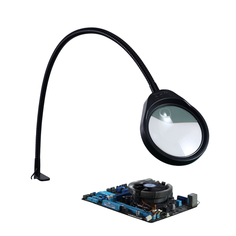 PD-032AL夹台式放大镜带led灯多功能焊接维修工作台灯10倍20倍高