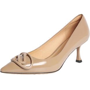 百丽优雅细高跟鞋女鞋子春新款真皮婚鞋上班穿浅口单鞋3Y617AQ4