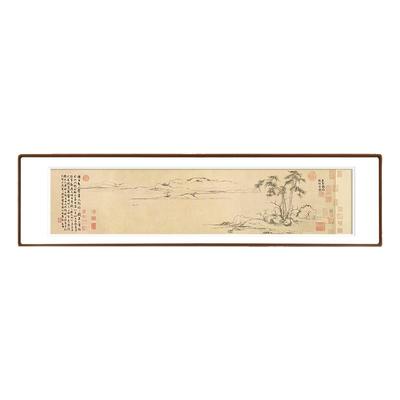 双松平远图中古风茶室书房装饰挂画禅意复古新中式简洁水墨风字画