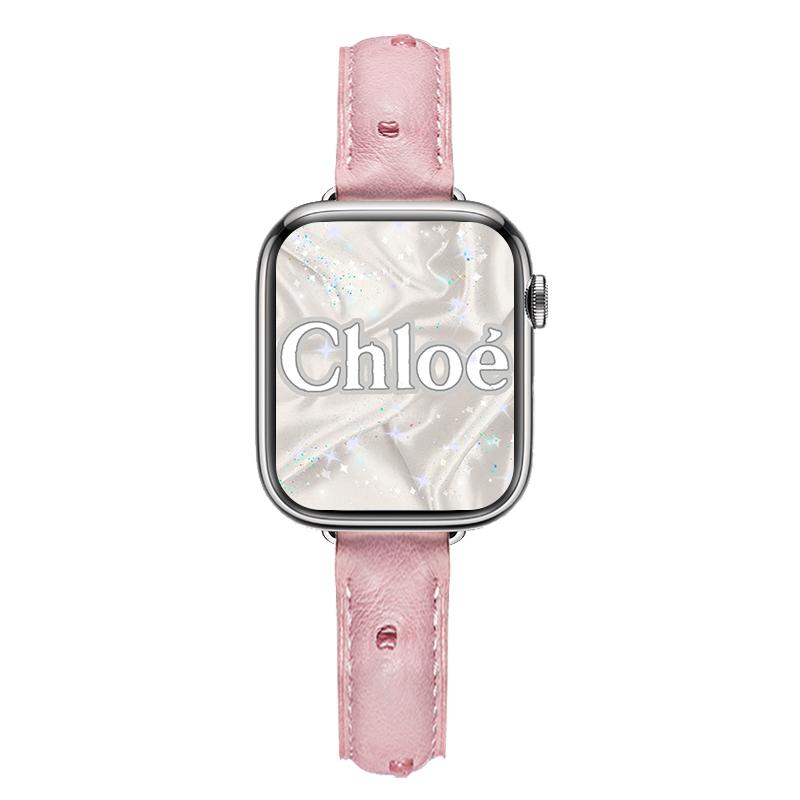宣人适用iwatchS11/s10苹果手表表带s9细款小蛮腰真鸵鸟皮质apple watch8se76541代Ultra