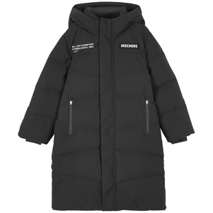 Skechers斯凯奇童装梭织羽绒服中长款连帽冬季男童保暖新款外套