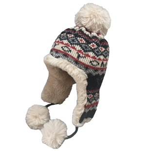 针织毛绒雷峰帽女冬季防寒护耳保暖帽子加绒加厚东北民族风毛线帽