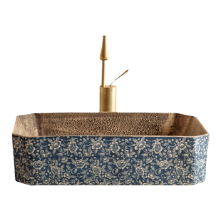 陶瓷台上盆洗手盆复古艺术盆台上洗脸盆阳台高端面盆长方形户外