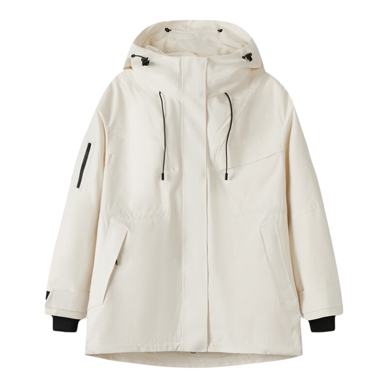 爱居兔三防面料羽绒外套女冬季可拆卸内胆鹅绒服