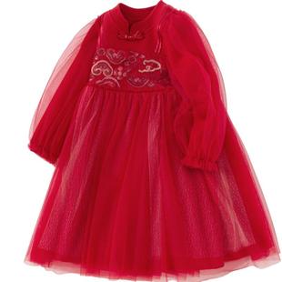 【国博IP】巴拉巴拉童装女童连衣裙2025春秋装新款拜年服儿童红色