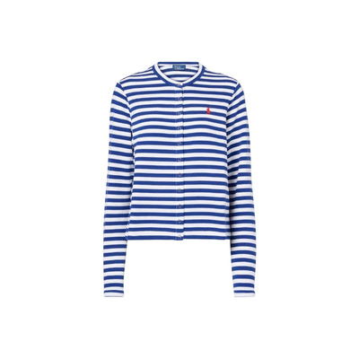 Polo Ralph Lauren拉夫劳伦 女款条纹棉混纺厚绒布针织开衫 迷衣