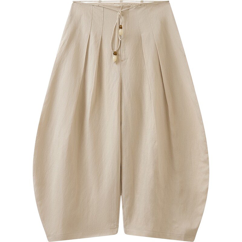【商场同款】播26夏新品麻感休闲裤女宽松阔腿裤子BDT2KD1654