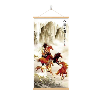 八骏图玄关装饰画骏马图客厅挂画