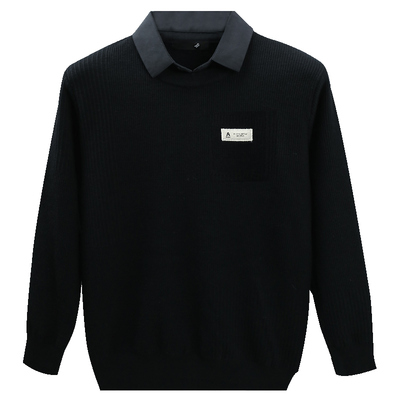 男士假两件毛衣衬衫领秋冬季