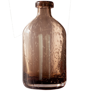 复古透明玻璃花瓶家居干花插花搭配摆件高档烟灰色气泡瓶子装饰品