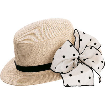 Toulejour波点蝴蝶结巴拿马草帽