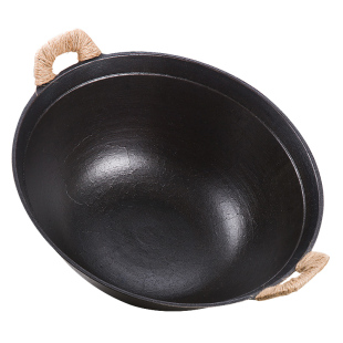 老式铁锅炒菜锅家用双耳圆底传统手工加厚加深款生铁锅炖锅铸铁锅