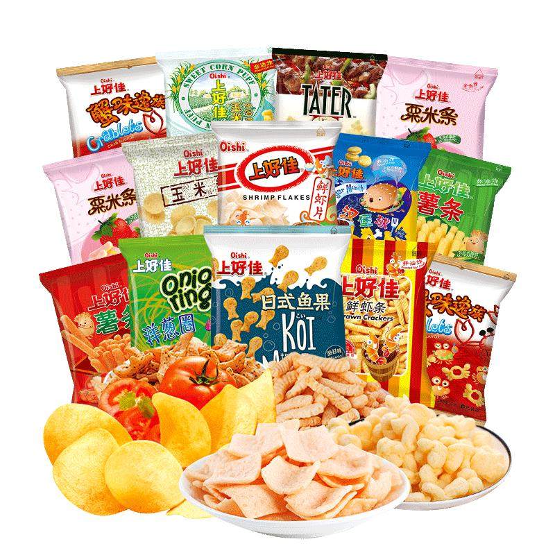 上好佳鲜虾片薯片组合大礼包网红儿童好吃解馋小零食休闲食品小吃