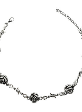 复古玫瑰花荆棘项链气质轻奢高级