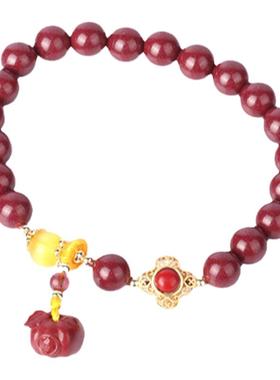 原矿正品朱砂8mm单圈手串天然高含量精品紫辰砂手链佛珠项链饰品