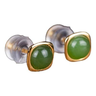 七彩云南和田玉碧玉耳饰