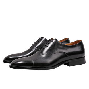 优100男鞋高端固特异手工鞋 英伦方头商务正装皮鞋三接头牛津鞋男