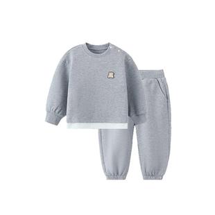 [7A抗菌]齐齐熊宝宝拼接假两件卫衣套装男童春秋儿童户外运动童装