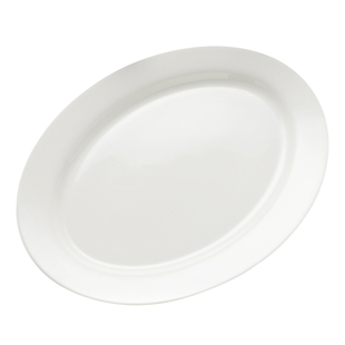 隆达骨瓷纯白家用鱼盘轻奢高级感家宴长菜盘12英寸椭圆盘子 微瑕