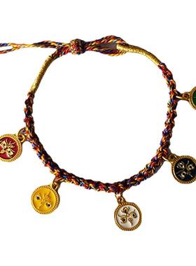 五台藏式手绳五路财神本命年绳 女手工编织绳五台手链