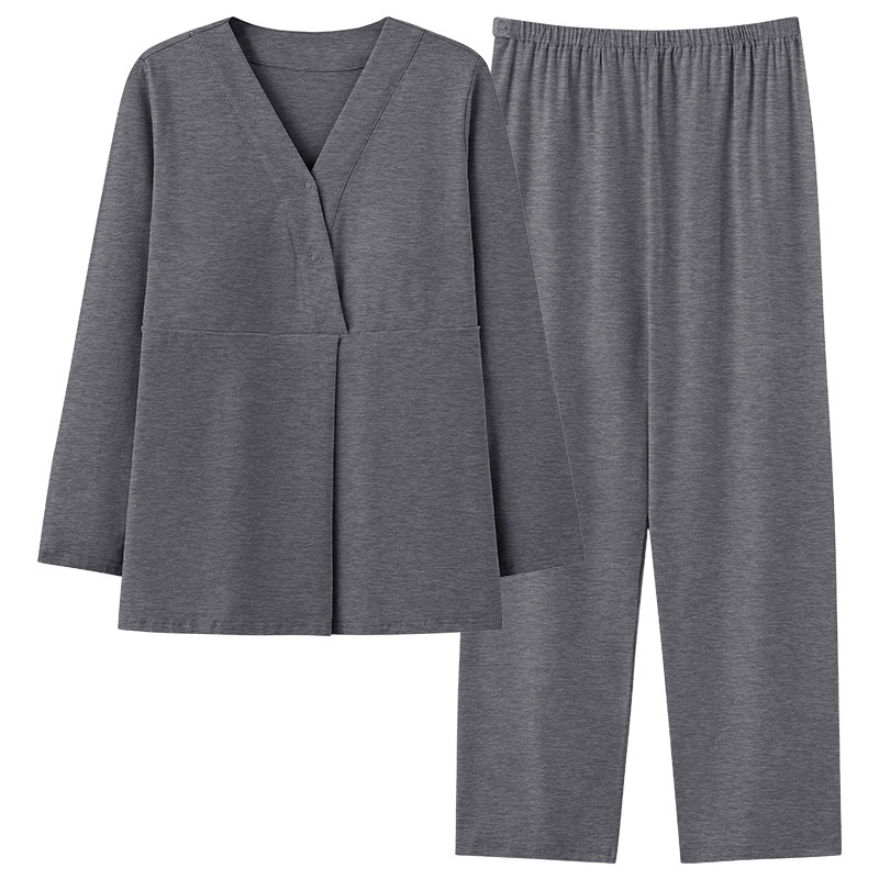 春秋纯棉哺乳月子服套装加大码女