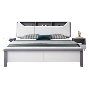 白色北欧实木床现代简约1.8米双人床主卧大床一米五1.5高箱储物床