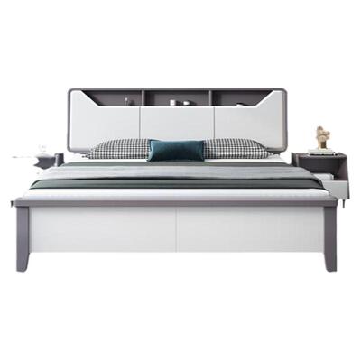 白色北欧实木床现代简约1.8米双人床主卧大床一米五1.5高箱储物床